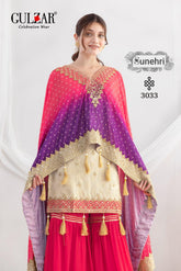 Sunehri by Gulzar| Embroidered Viscose Simmer Jacket with Sharara & Dupatta Set 3033